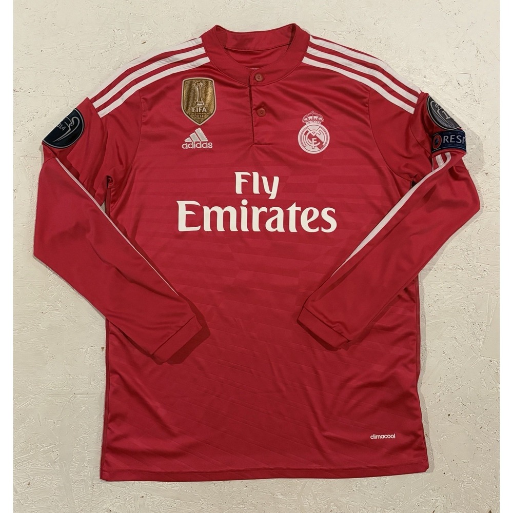 adidas Real Madrid Gareth Bale Pink Long Sleeve Soccer Jersey‎ Patch Mens M